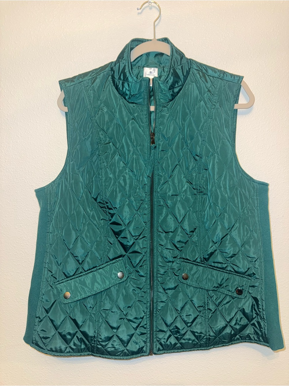 Dress Barn Quilted Sleeveless Vest Green